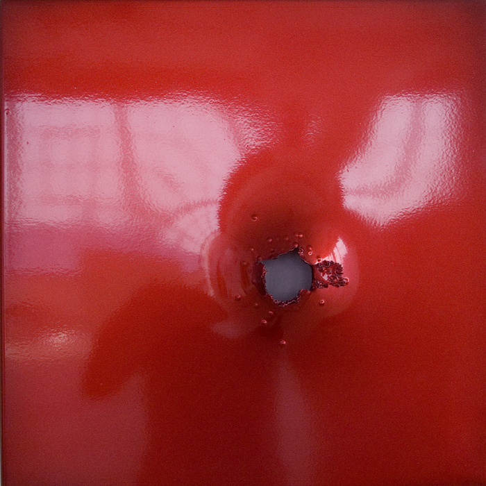 Spectra Series 8, 2008, prismatic powder coated gunshot aluminum, 18x18 in